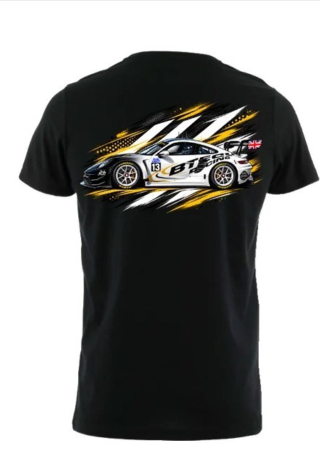 BTEC Racing V1 t-shirt, back with car graphic